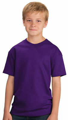 Port & Company Boys Casual Short Sleeve Cotton Cover Seamed Neck T-Shirt. PC54Y